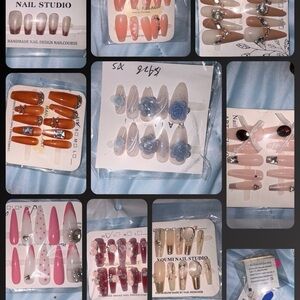 Assorted Nail Art Set with Floral and Gem Accents